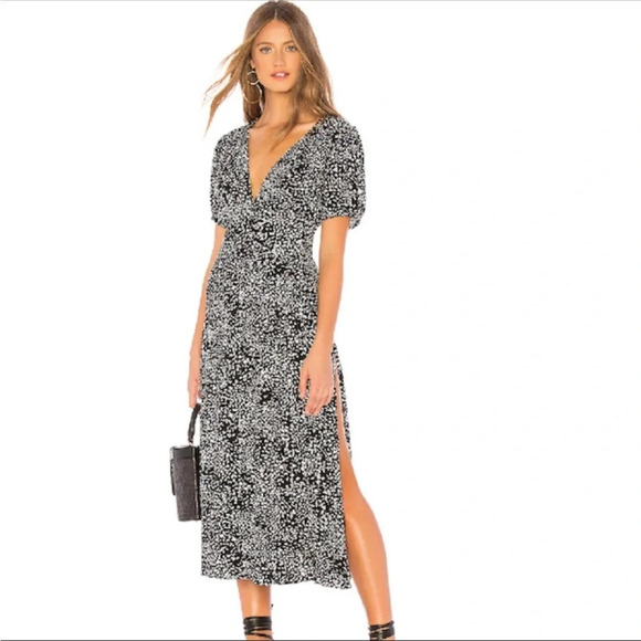 Free People Dresses & Skirts - Free People Looking Love MIDI Dress Black White Size 0